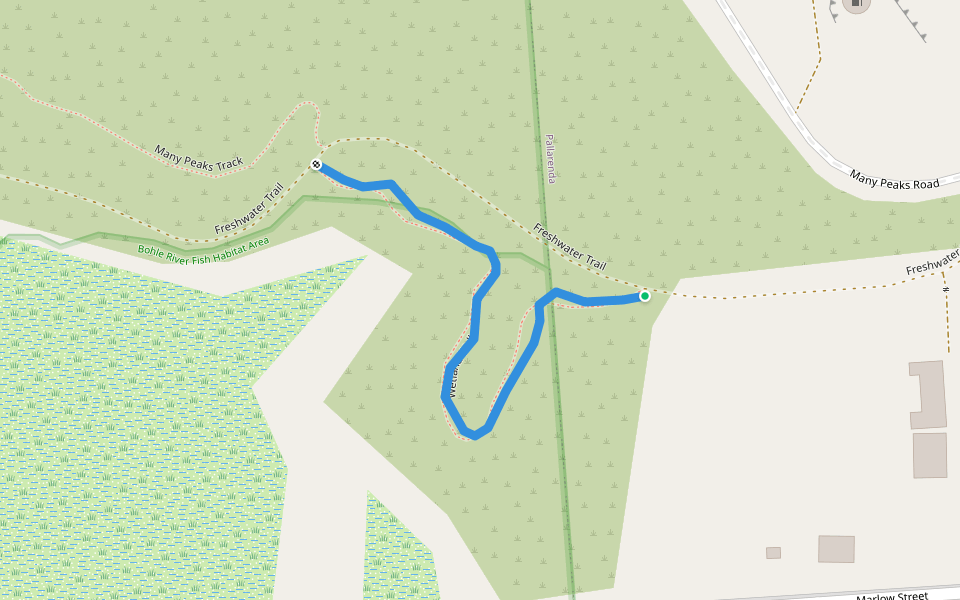 Wetland walk walking route map in Pallarenda