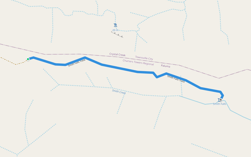 Smith Falls Track walking route map in Paluma