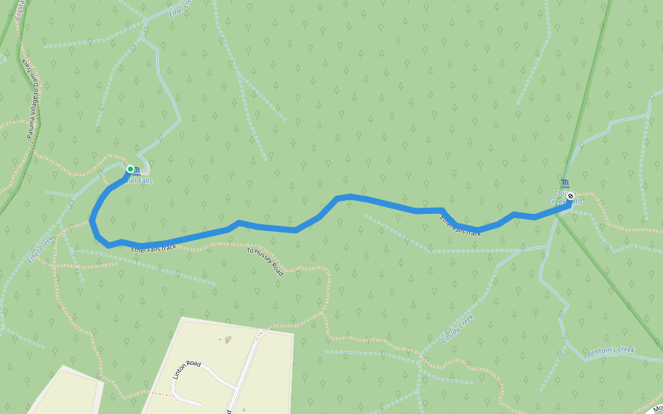 Ethel Falls track walking route map in Paluma