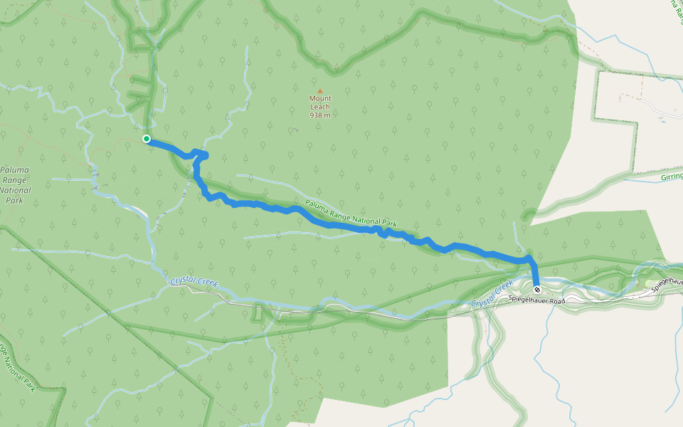 Bullocky Tom's Track walking route map in Crystal Creek