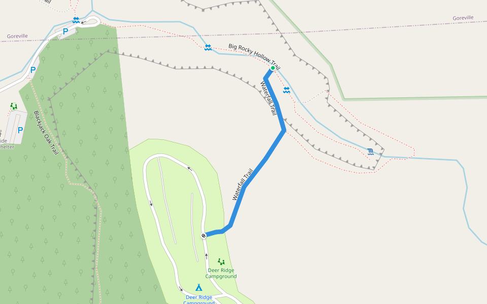 Waterfall Trail walking route map in Goreville