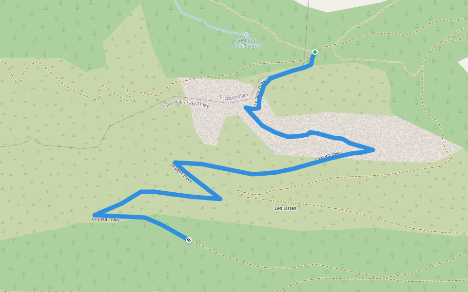 Le petit Thiey walking route map in Escragnolles