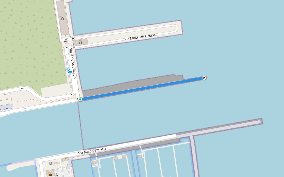 Molo di Porto Corsini walking route map in Marina di Ravenna