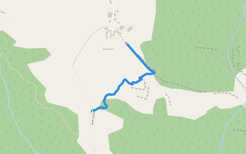 Auze Servant variante walking route map in Cassaniouze