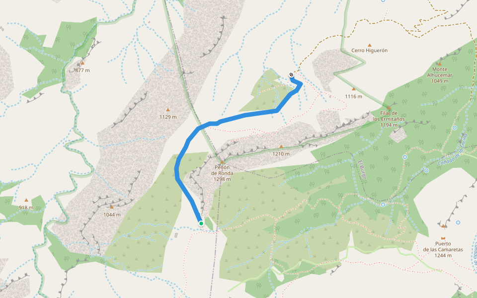 Colada del Camino de Parauta (Via Pecuaria) walking route map in Ronda