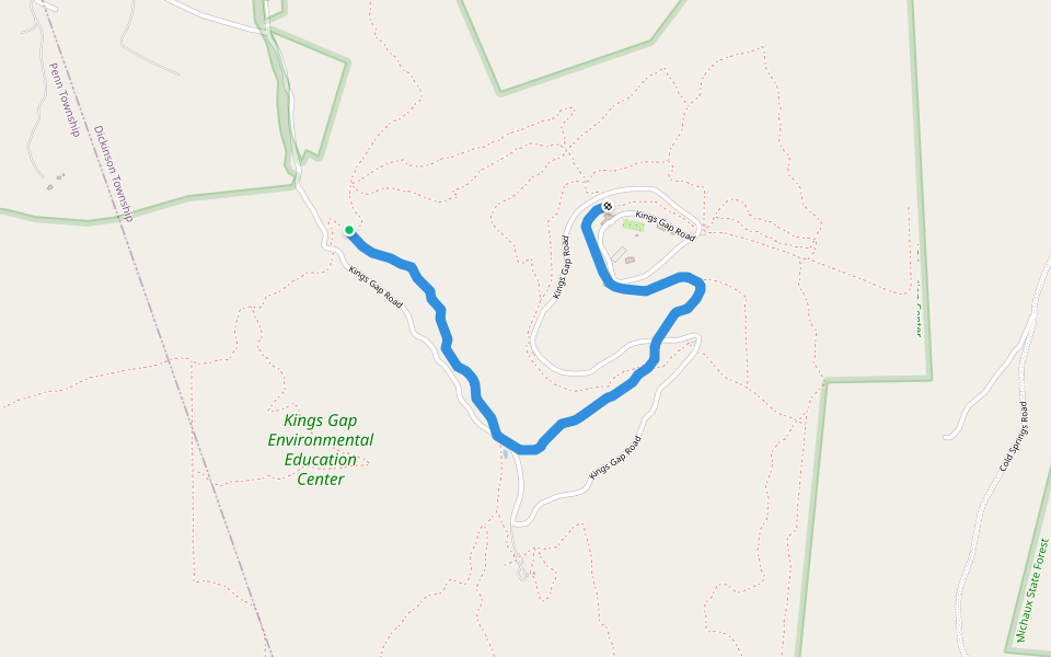 Kings Gap Hollow Trail walking route map in Carlisle