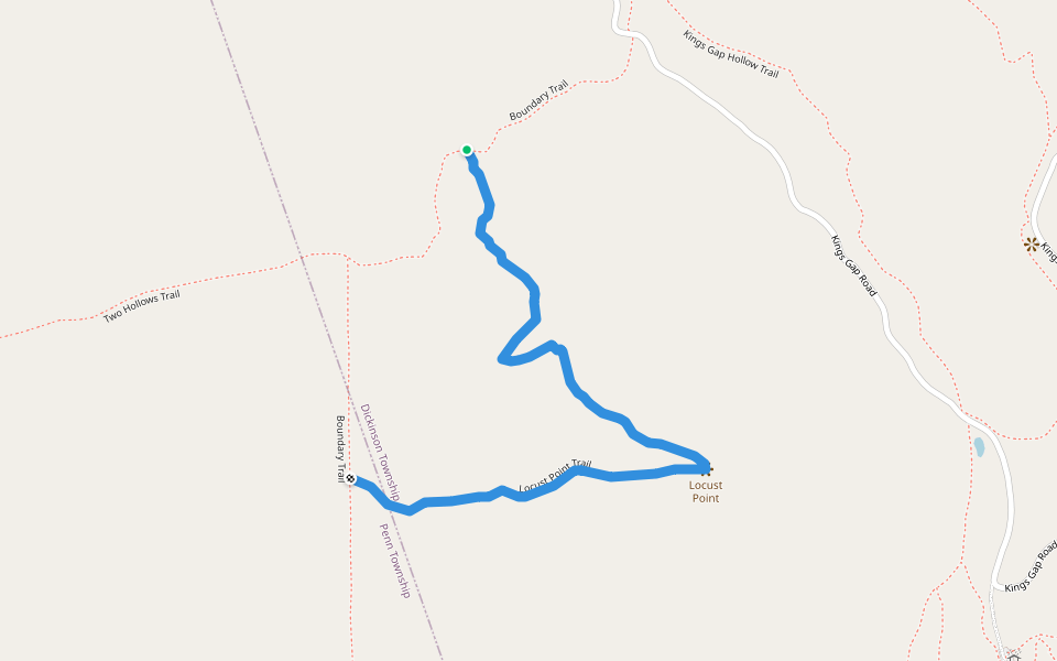 Locust Point Trail walking route map in Carlisle