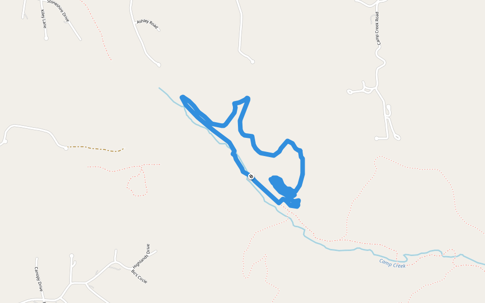 Busiek Orange Trail walking route map in Highlandville