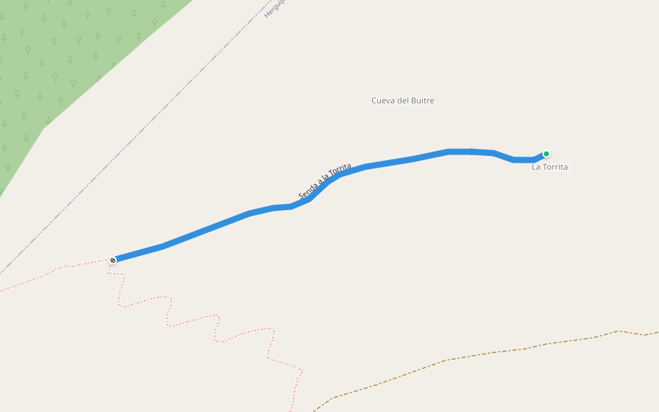 Senda a la Torrita walking route map in Madroñal