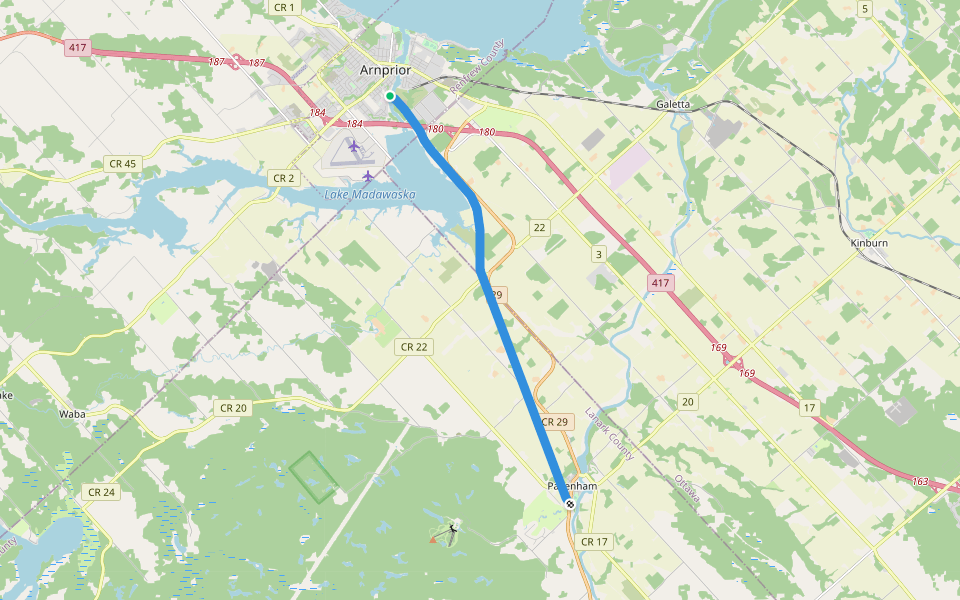 Ottawa Valley Recreational Trail walking route map in Arnprior