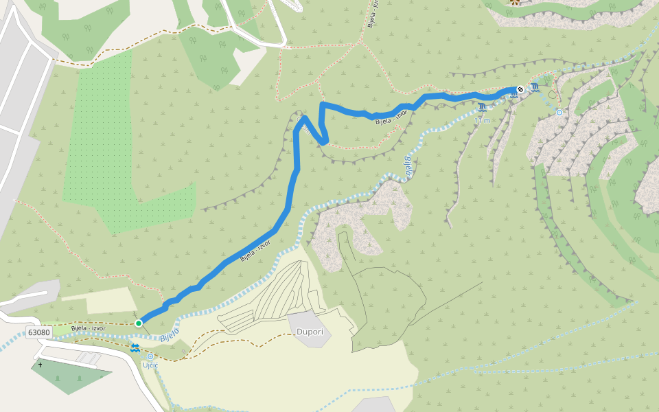 Bijela - izvor walking route map in Gornji Karin