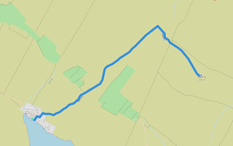Metlina walking route map in Kornati