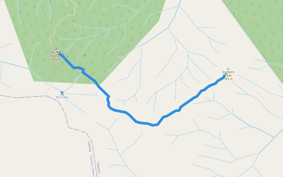 Halifax to Godwins Link Track walking route map in Clemant
