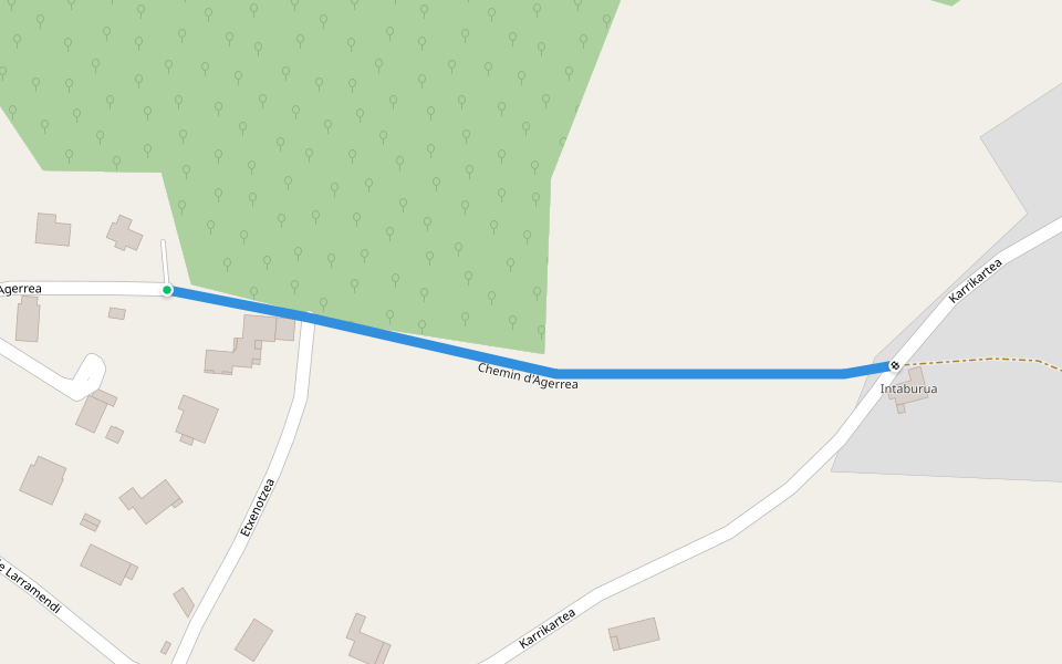 Chemin d'Agerrea walking route map in Villefranque