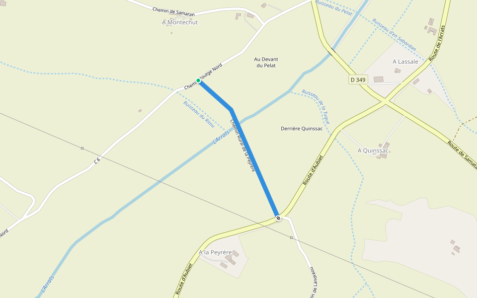 Chemin Rural de la Peyrère walking route map in Castelnau-Barbarens