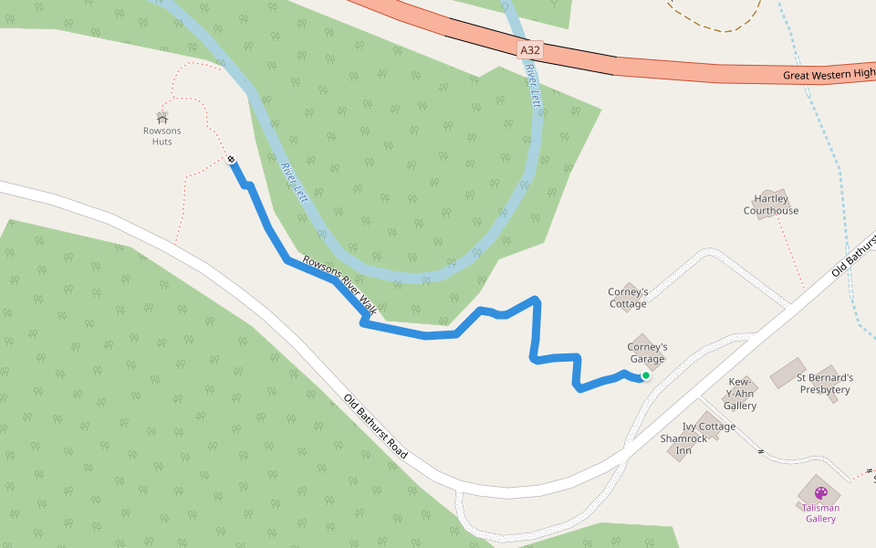 Rowsons River Walk walking route map in Hartley