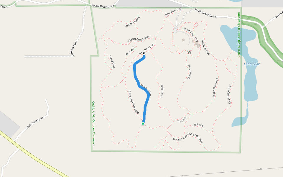 Acorn Hallow walking route map in Rhinelander