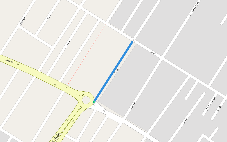 گل یاس walking route map in Yazd