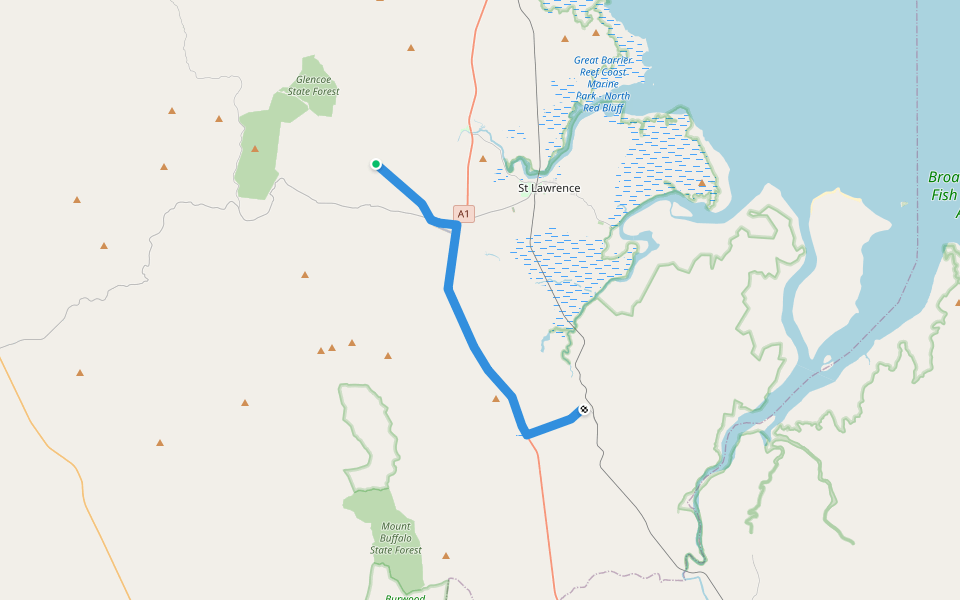 Bicentennial National Trail in Queensland walking route map in Saint Lawrence