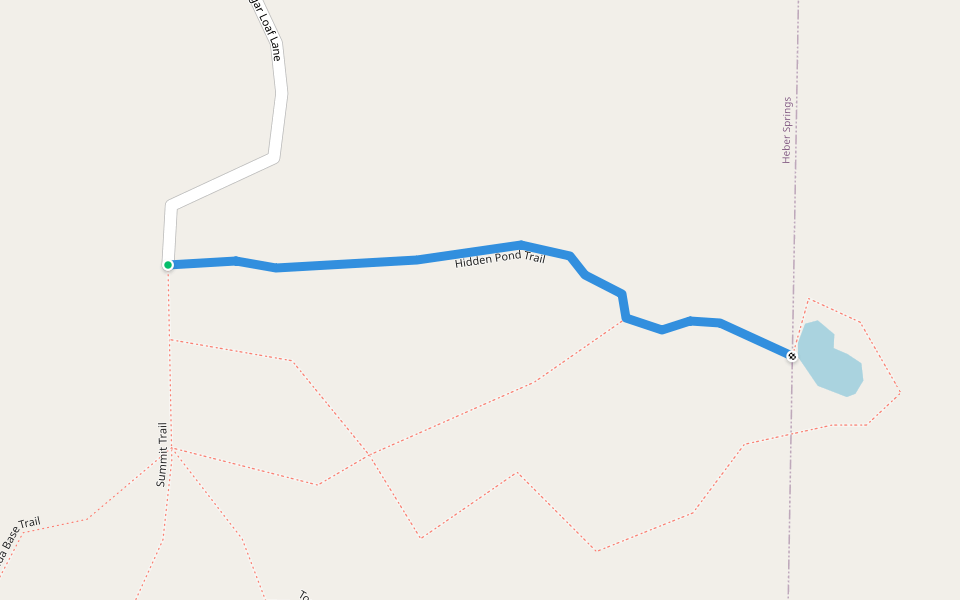 Hidden Pond Trail walking route map in Heber Springs