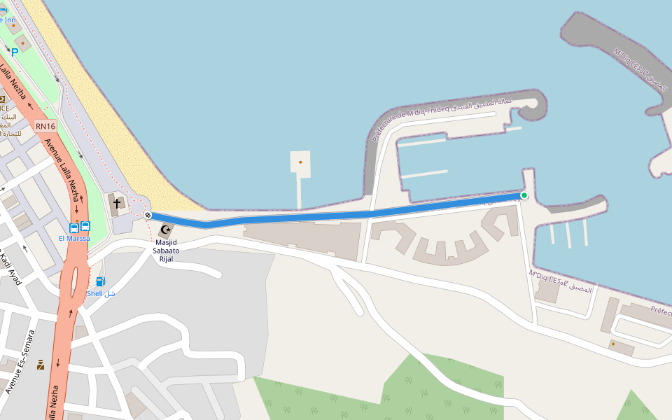 La Corniche walking route map in M'diq