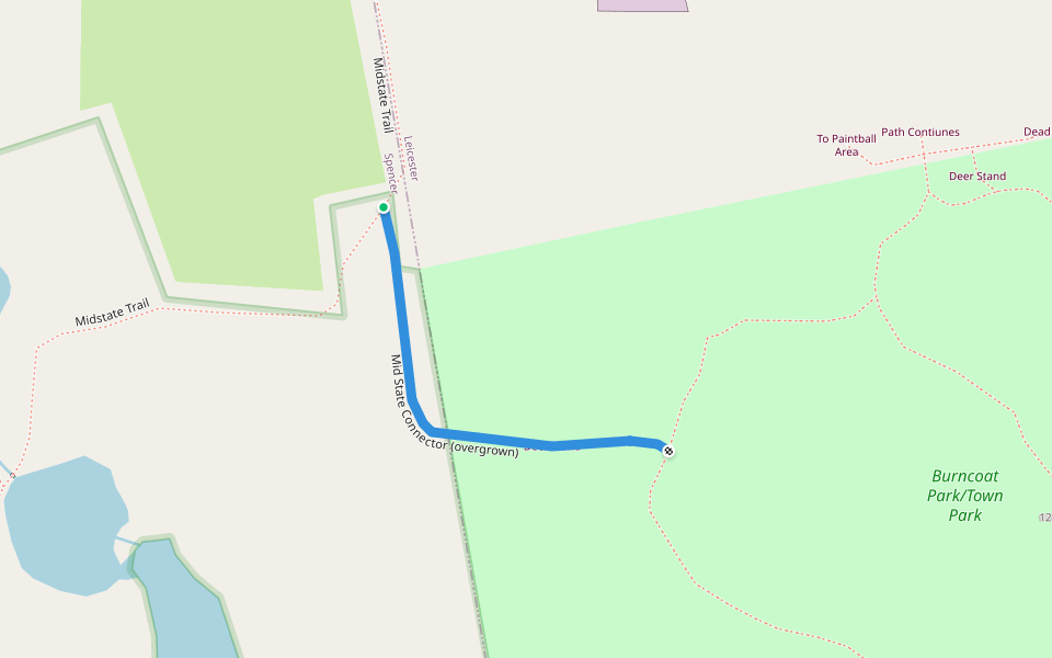 Mid State Connector (overgrown) walking route map in Spencer