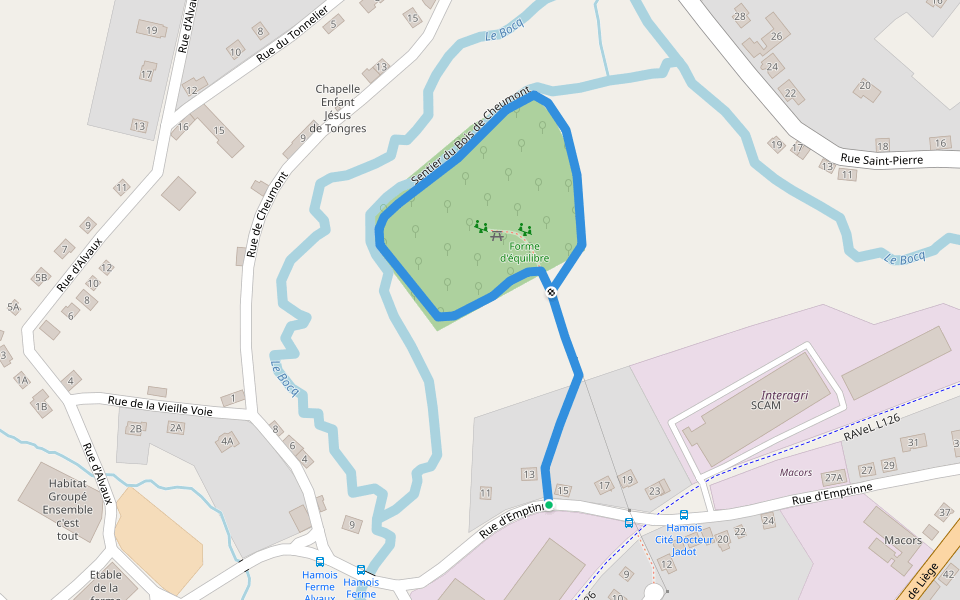 Sentier du bois de Cheumont walking route map in Hamois