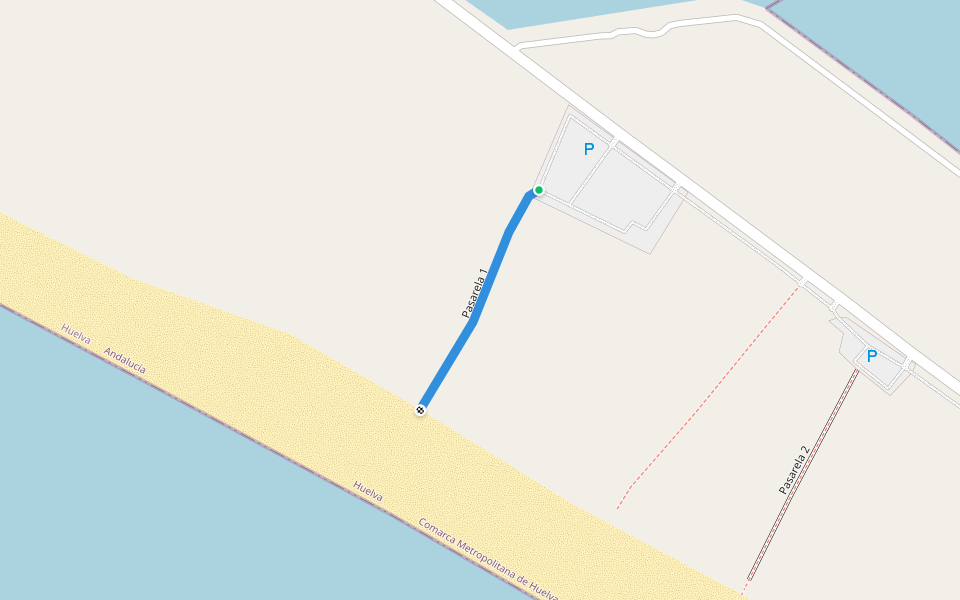 Pasarela 1 walking route map in Huelva