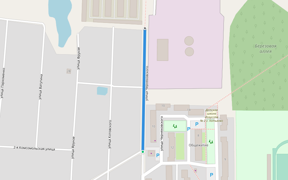 улица Черняховского walking route map in Khotkovo