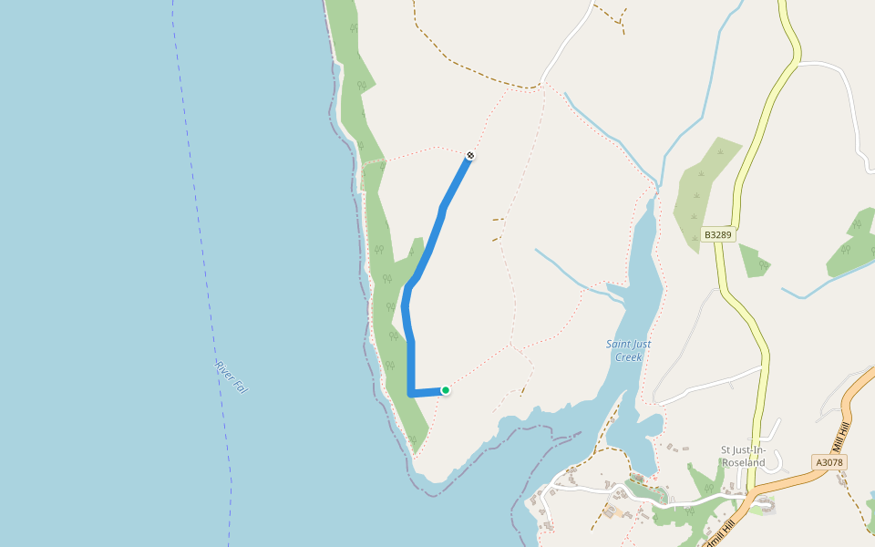 Messack point walking route map in Saint Just in Roseland