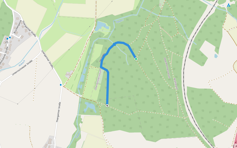 Deichweg walking route map in Bayreuth