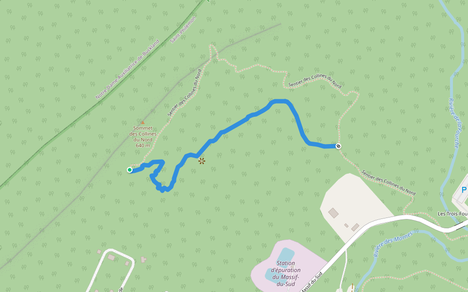 Sentier des Abris-sous-roches walking route map in Saint-Philémon