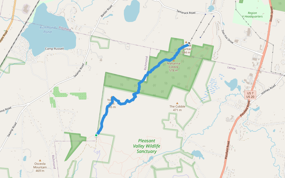 Yokun Ridge trail walking route map in Richmond