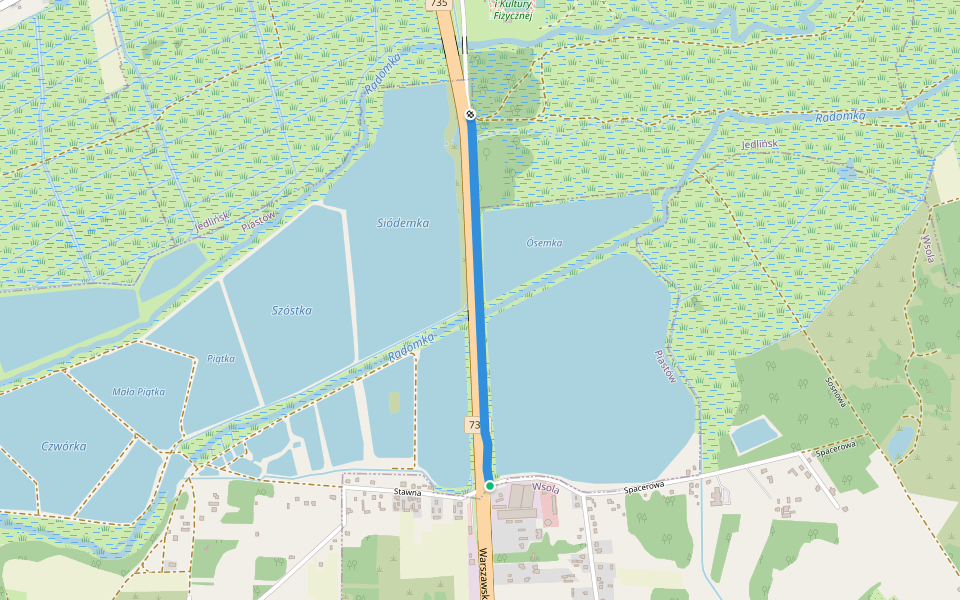 Aleja Dariusza Cielniaka walking route map in Wsola