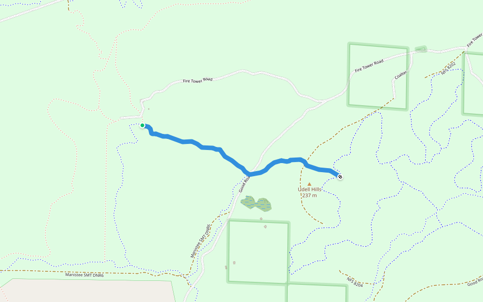 Barber Chair walking route map in Manistee