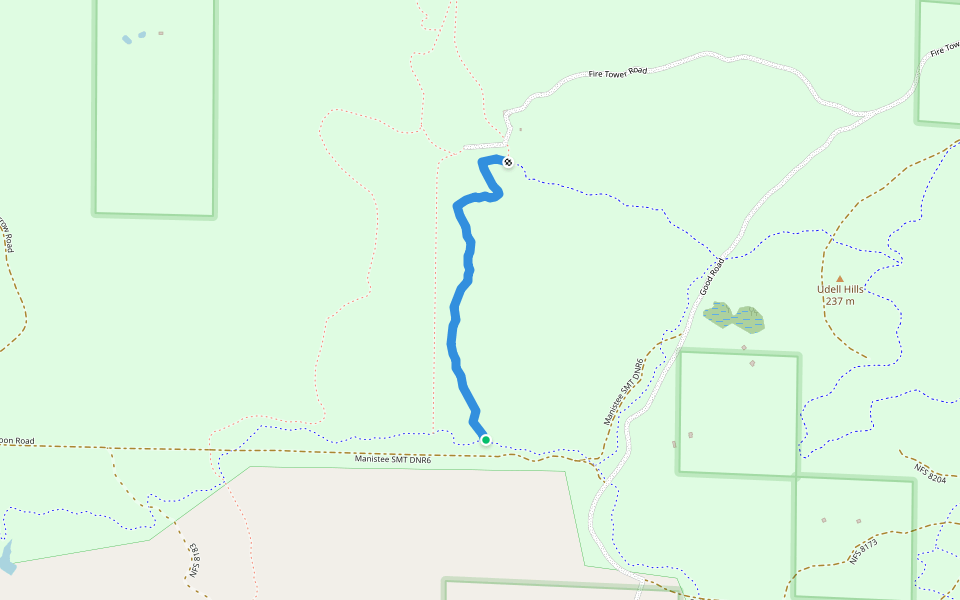 The Firetower walking route map in Manistee