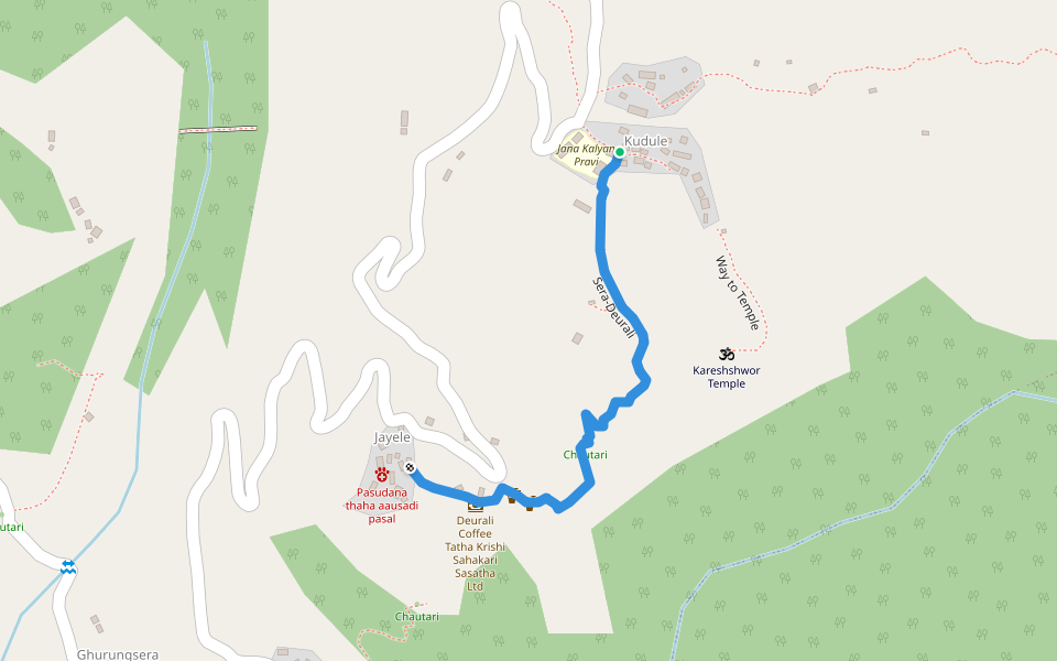 Sera-Deurali walking route map in Deurali