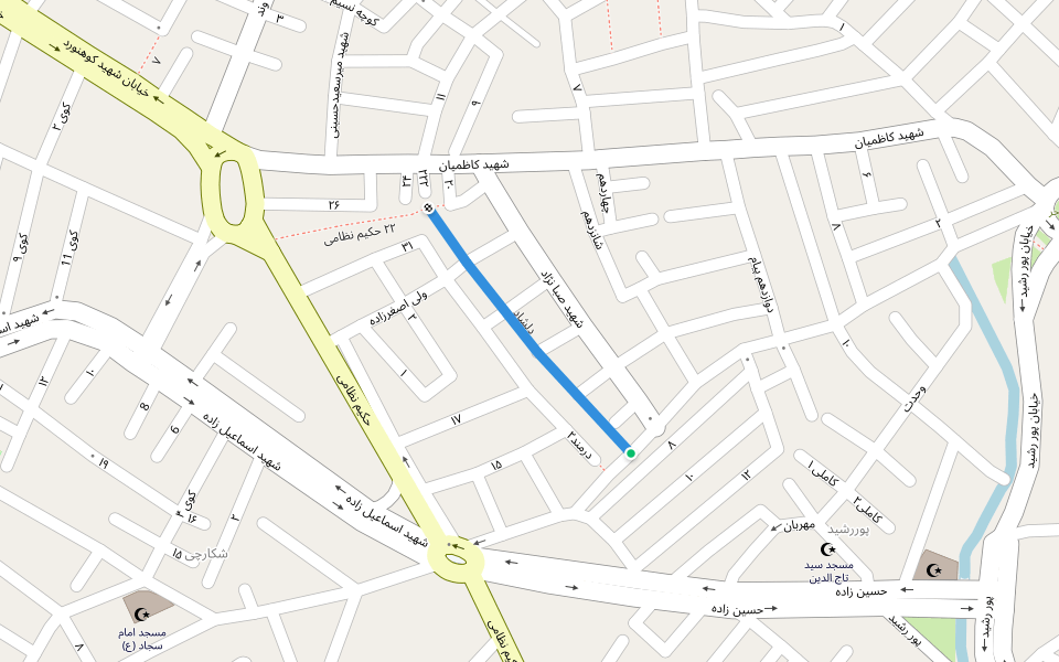 دلشاد walking route map in خوی