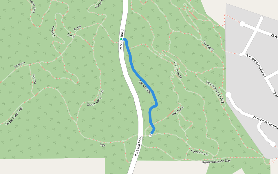 Old Landfill walking route map in Canoe