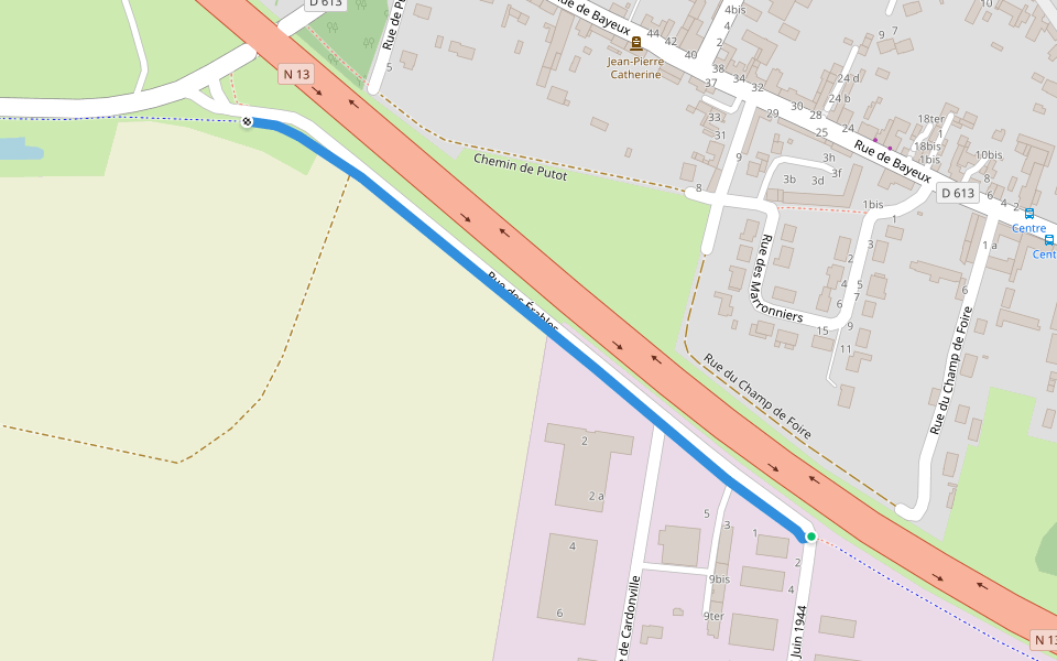 Voie verte Rue des Érables walking route map in Thue et Mue