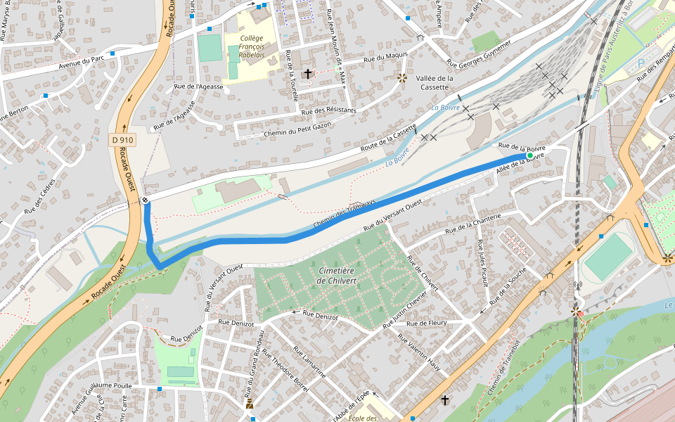 Chemin des Tramways walking route map in Poitiers