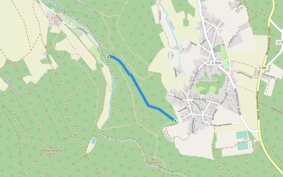 Erbwaldweg walking route map in Auerbach/Vogtland