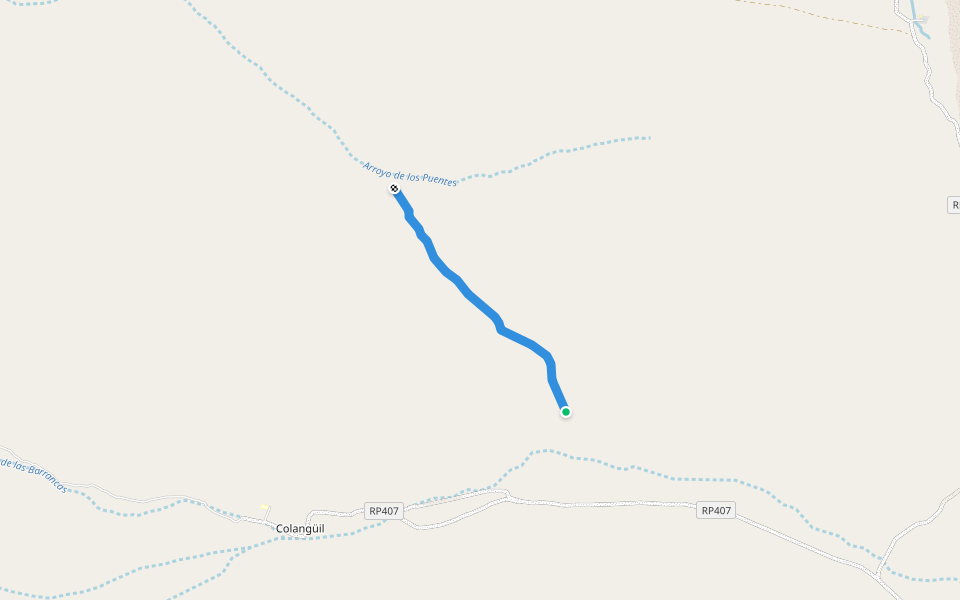 Acceso norte camino del Inca walking route map in Colangüil