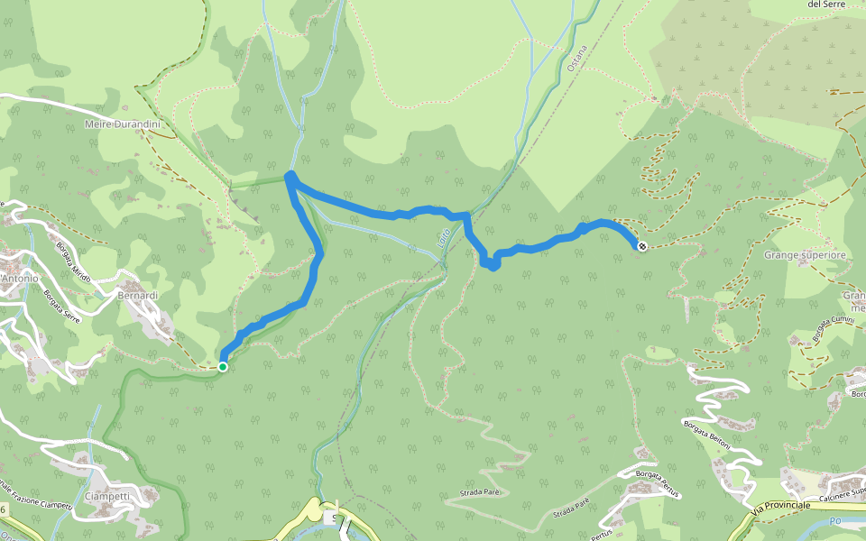 Via di Mort walking route map in Bernardi