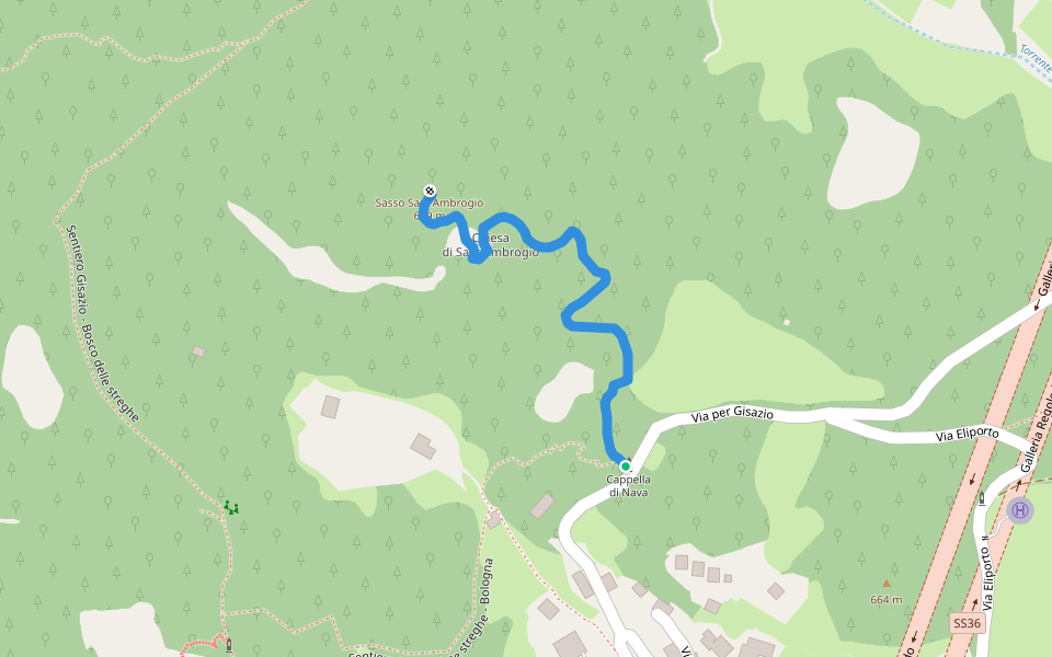 S. Ambrogio walking route map in Perledo