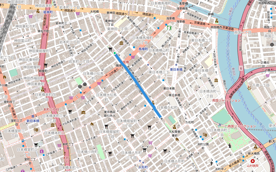 浜町川暗渠 walking route map in 豊島区