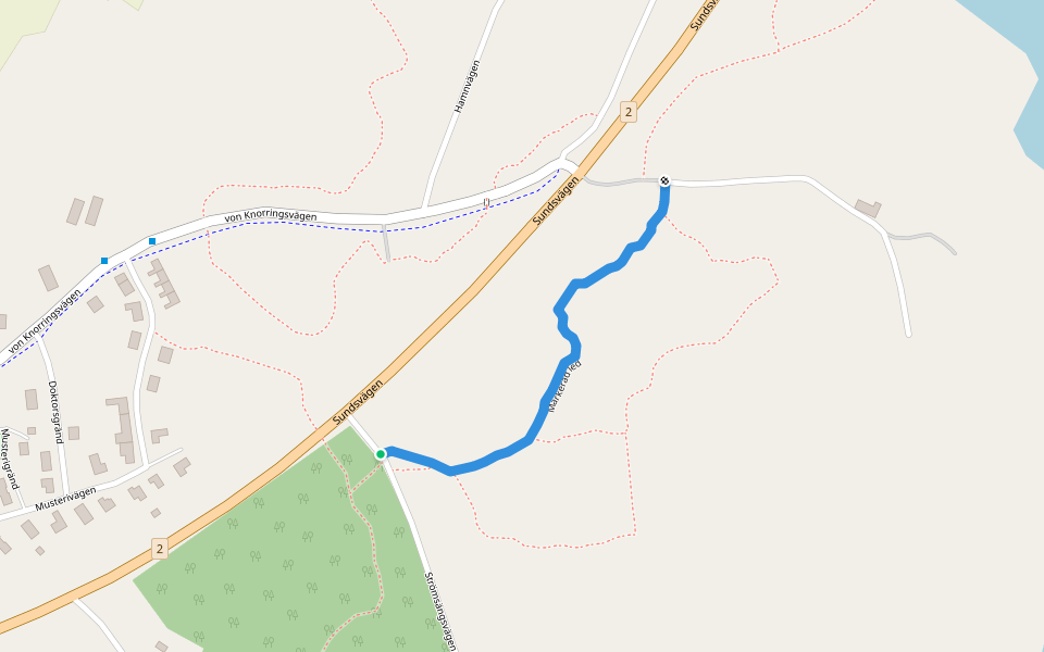 Markerad led walking route map in Lemland