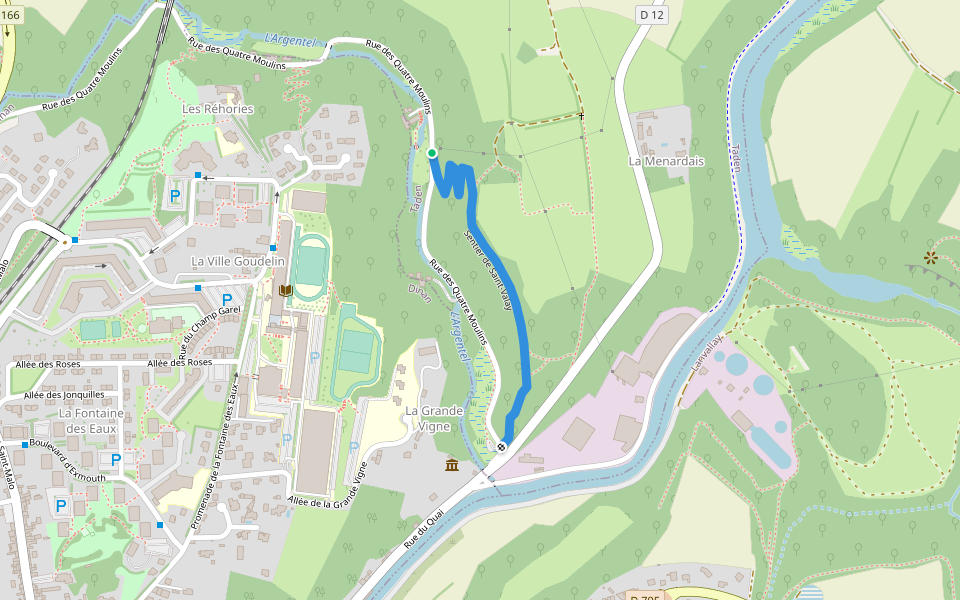 Sentier de Saint-Valay walking route map in Dinan