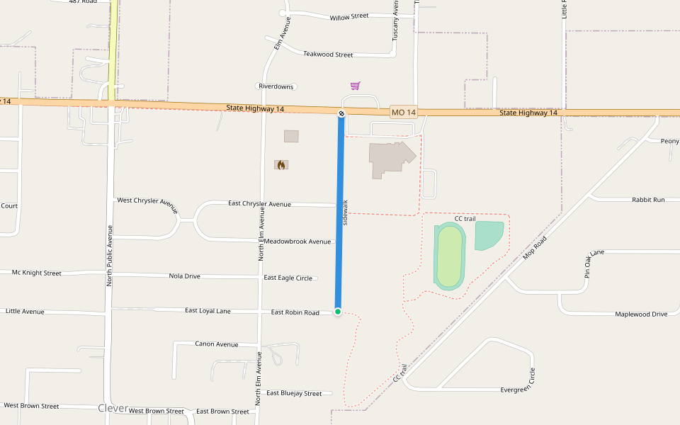 sidewalk walking route map in Clever