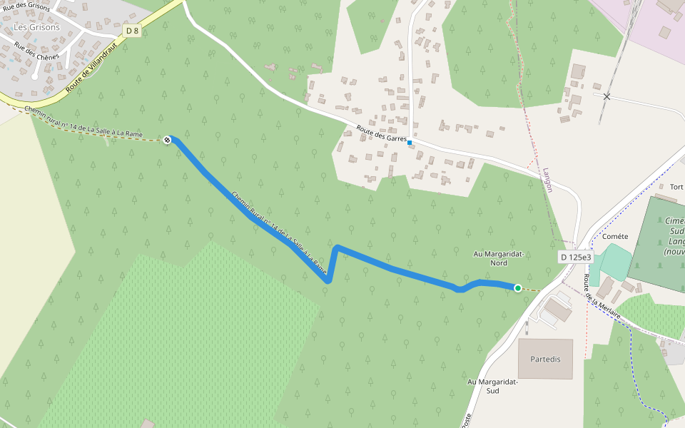Chemin Rural nº 14 de La Salle à La Rame walking route map in Langon